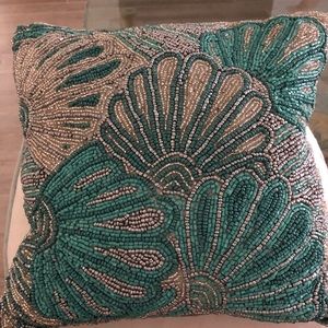 Beaded shell design decorative pillow